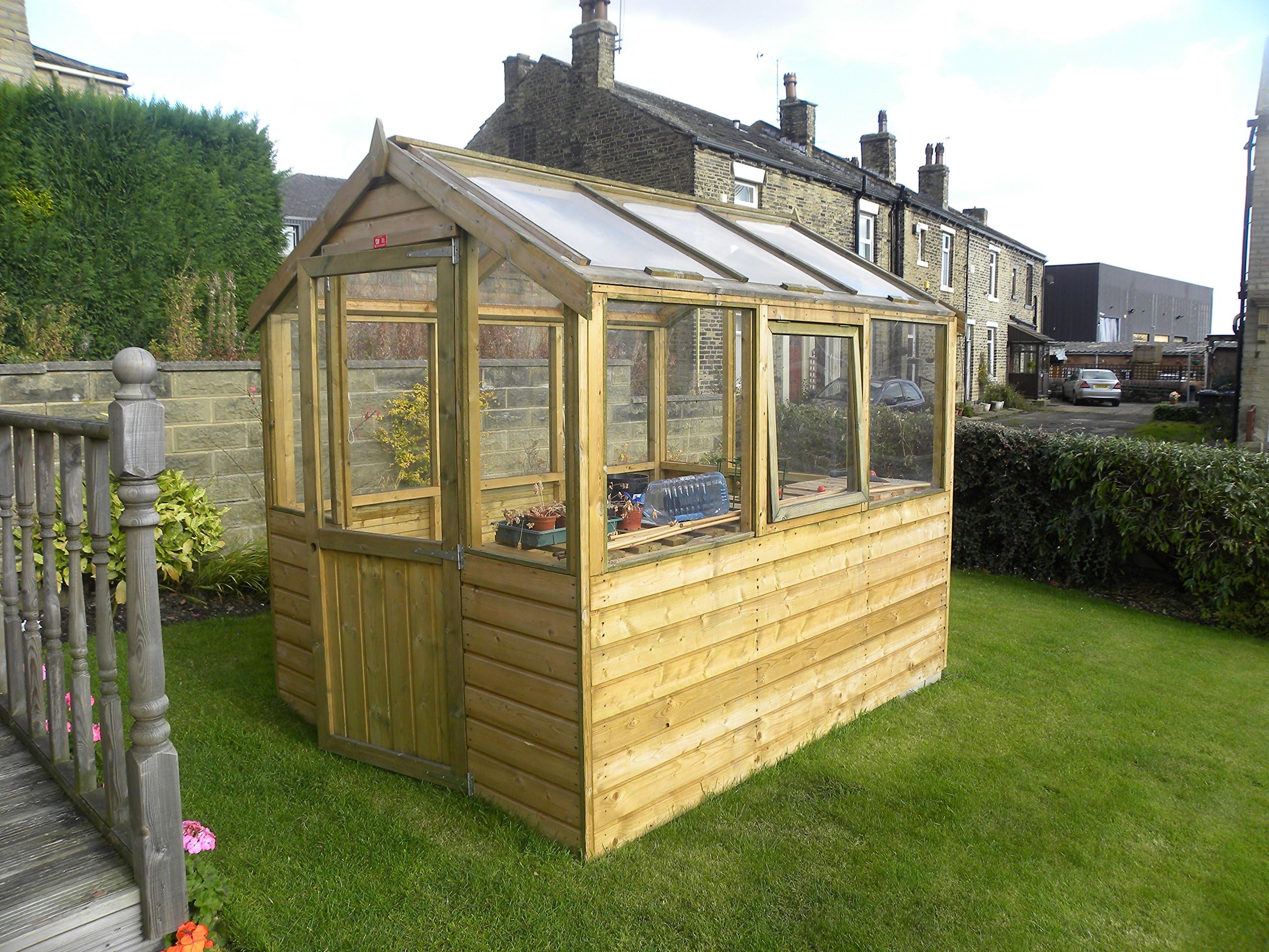 Pinelap 10x8 Wooden Greenhouse Tanalised T&G Shiplap With Glazing.