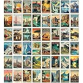 TracyArt Vintage Travel Postcards - Around The World Decorations, Vintage Travel Posters, Unframed 48 Pcs 4" x 6"