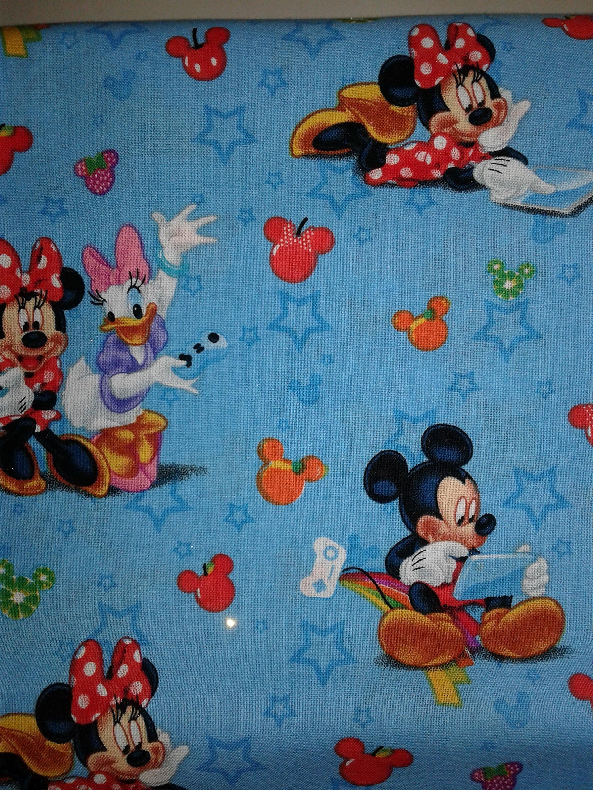 Country Snuggles Valance/Curtain Panel Minnie and Mickey Mouse Blue (Lined 42" W x 15" L)