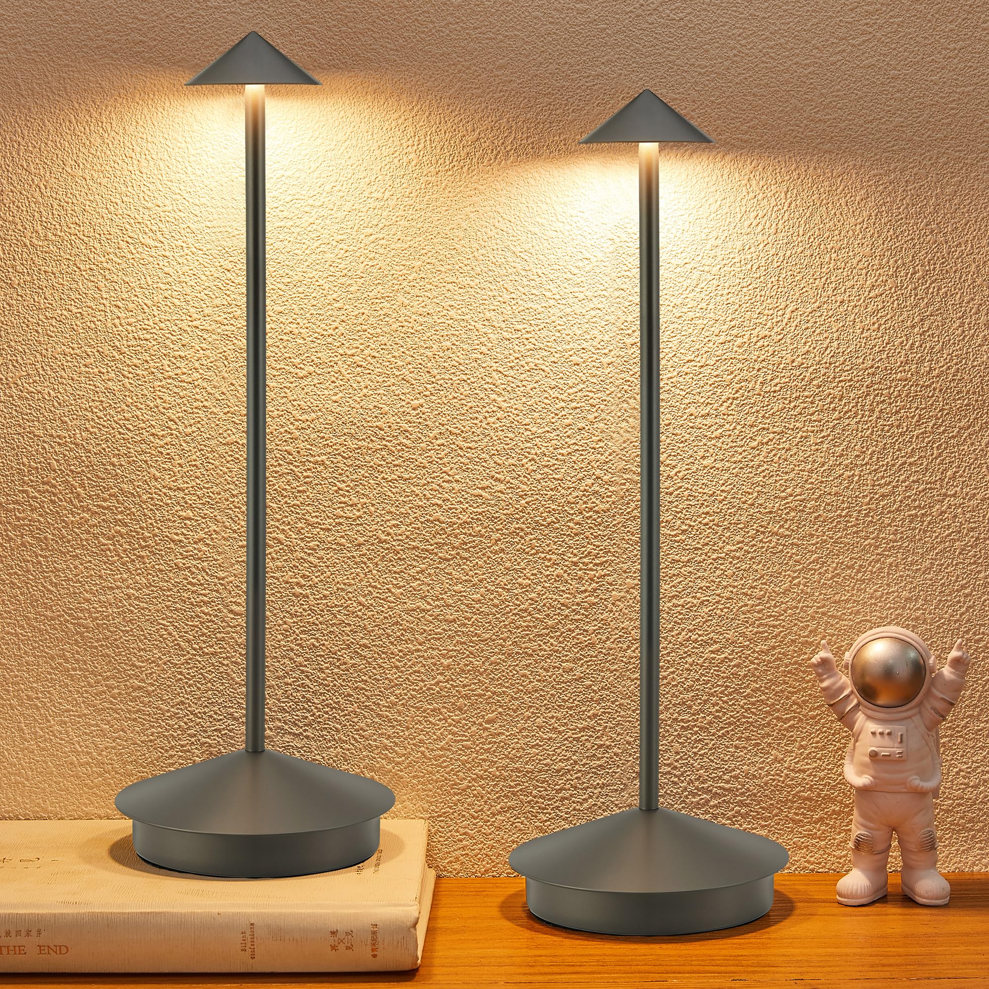 Photo 1 of XMINKDZA Portable Led Cordless Lamp Table Light 2 Pack, Rechargeable 6000mAh Battery Outdoor Table Lamp for Dinning Restaurant Patio Bedroom Camping, IP54 Waterproof, Dimmable