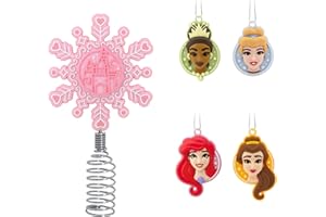 Hallmark Disney Princess Mini Christmas Tree Topper and Ornaments, Set of 5, Gifts for Disney Fans