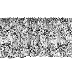 Ambesonne Palm Tree Window Valance, Monochrome