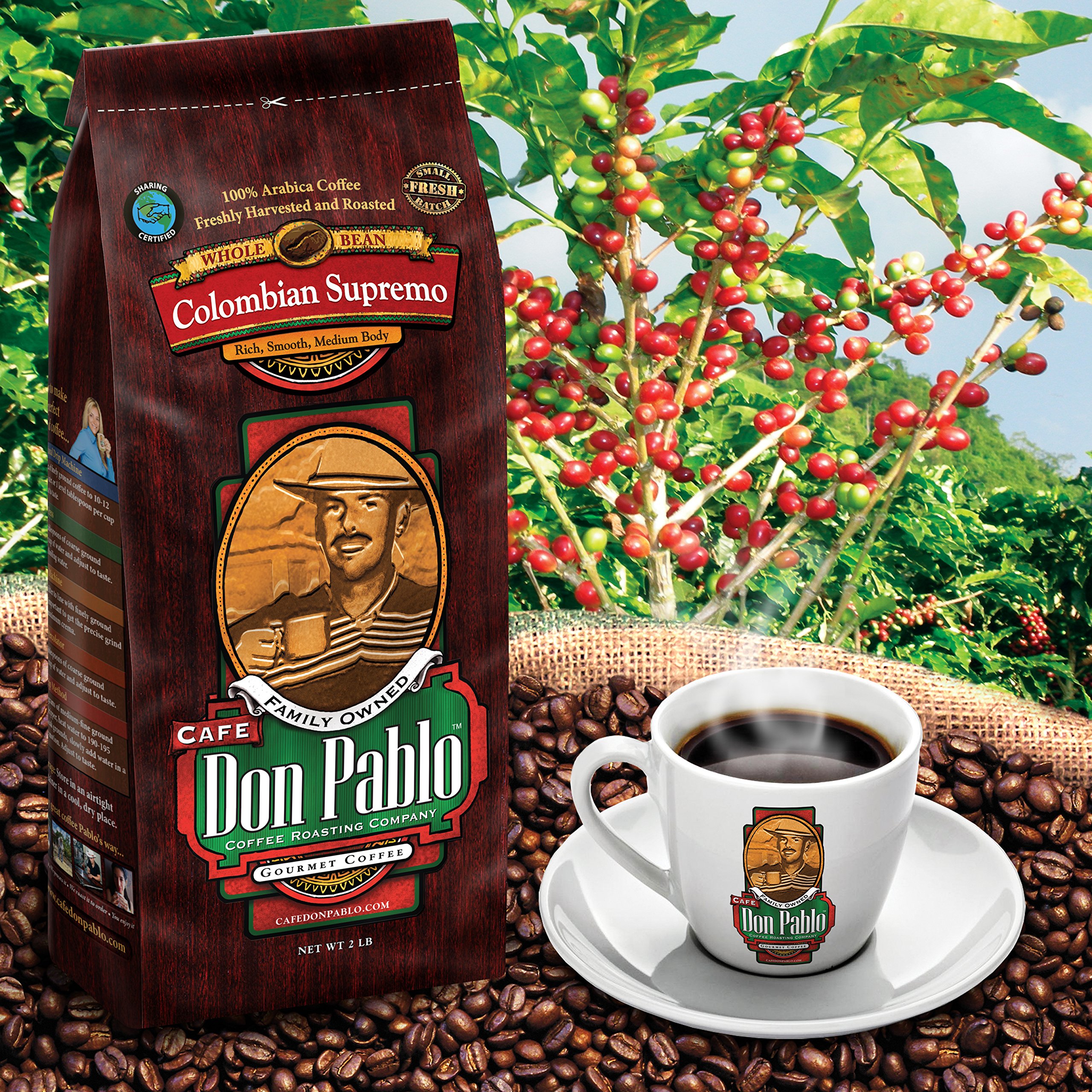 2LB Cafe Don Pablo Gourmet Coffee Colombian Supremo MediumDark Roast