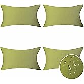 Home Brilliant Spring Pillow Cover 12x20 Waterproof Green Throw Pillow Covers Rectangular Set of 4 Outdoor Pillows Covers for Patio Decor, 12 x 20 inch, Grass Green