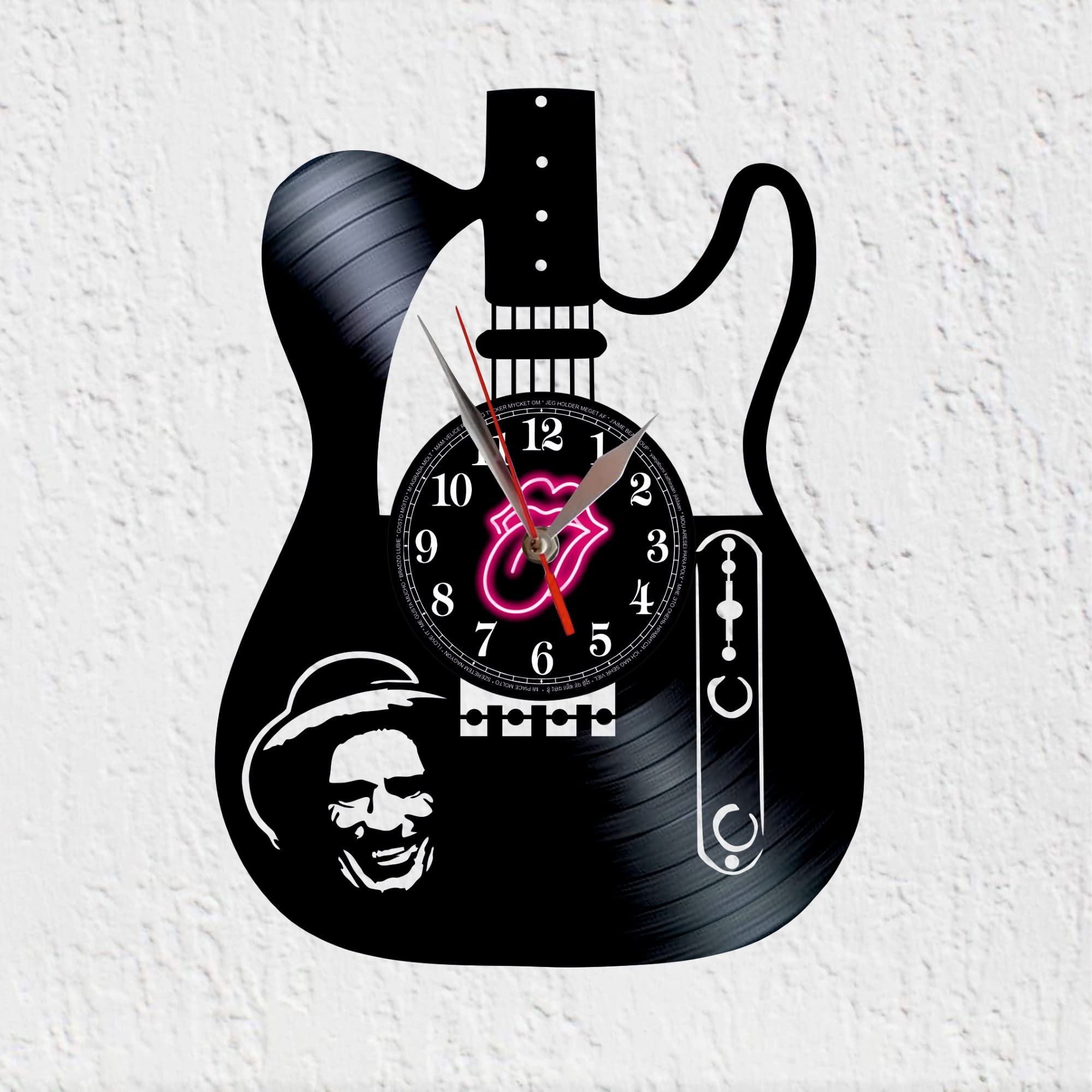 VINY WOODY Electric Guitar Rock and Roll Vinyl Disc Clock Blues Rock Rhythm and Blues Clock New Wall Decor Original Gift