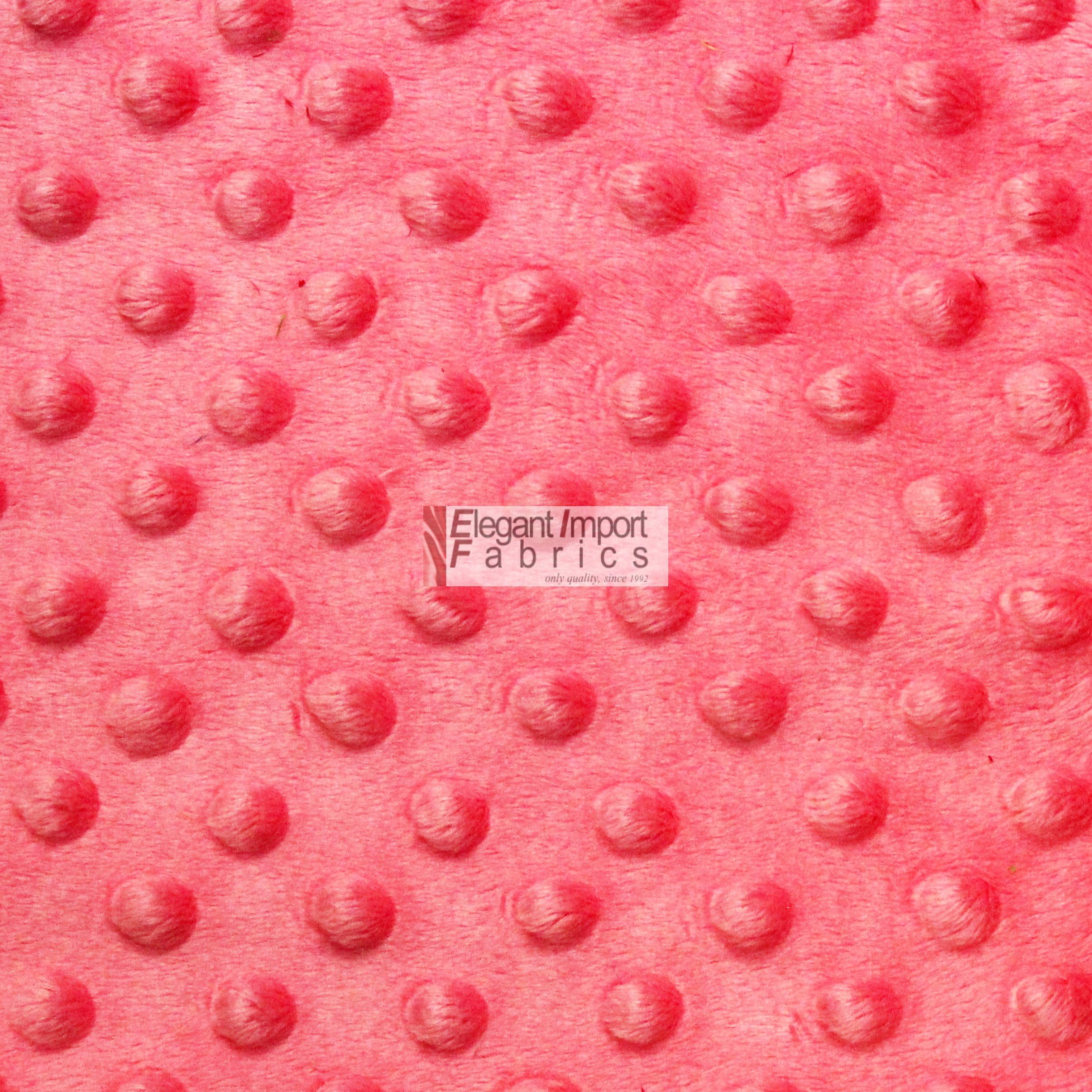 Minky MINKEE Chenille DOT Soft Fabric Cuddle 38 Color 60"W SEW Craft by The Yard (Strawberry)
