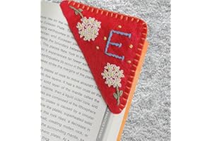 Personalized Hand Embroidered Corner Bookmark, Bookmarks for Women, Personalized Bookmark for Books, Cute Flower Book Mark, Hand Stitch Gift for Women for Book Lovers by HNQCPCVU (E, RED)
