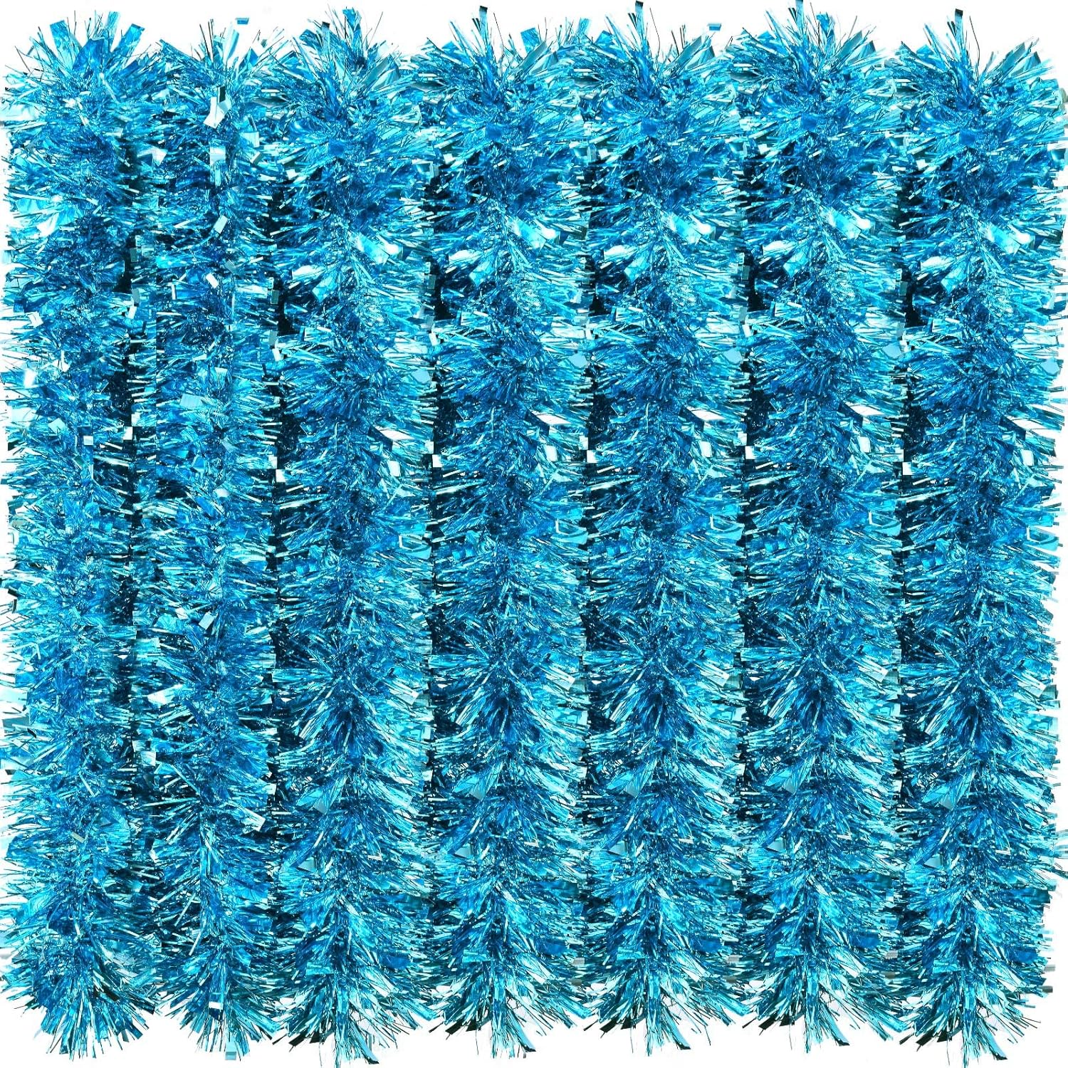 Wreaths, Garlands & Swags - 26.2 Feet Christmas Tinsel Garland Xmas Party Metallic Tinsel Twist Garland Glitter Christmas Tree Hanging Wreath Decor for Staircase Railing Banister Indoor Outdoor Ornament (Light Blue)