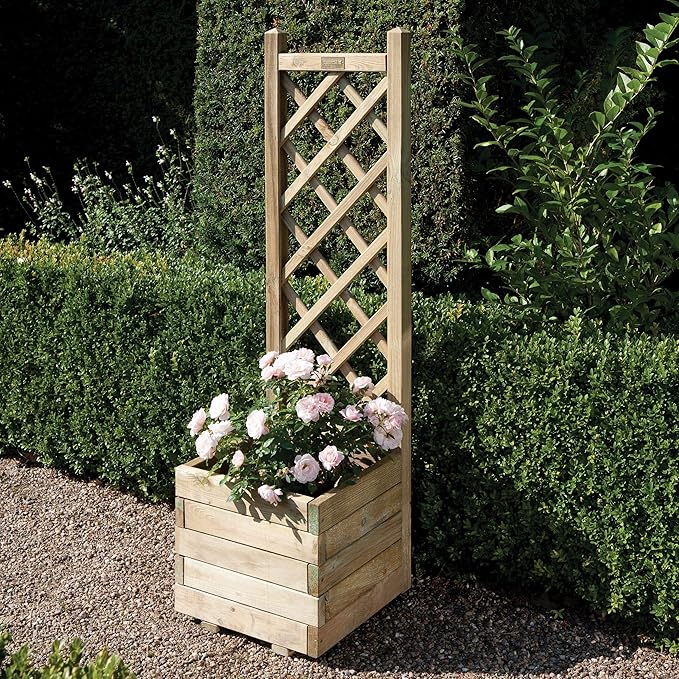 Wooden Garden Flower Planter With Trellis for Climbing Plant Support (Single) Amazon.co.uk