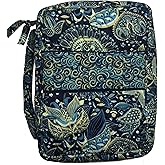 DIWI Bible Cover Quilted Cotton Good Book Case Medium Sizes 8.75 X 6.25 X 2.5 inches Zip Closer Slip Pocket (Royal Blue C1, Medium)