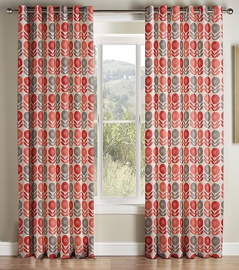 Montgomery Uppsala Coral Lined Eyelet Headed Curtains 229 183