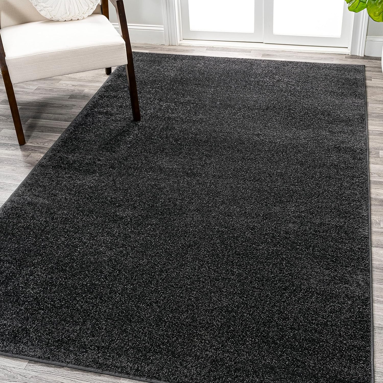 Rugs, Pads & Protectors - JONATHAN Y SEU100I-5 Haze Solid Low-Pile Indoor Area-Rug Casual Contemporary Solid Traditional Easy-Cleaning Bedroom Kitchen Living Room Non Shedding, 5 ft x 8 ft, Black
