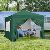 Yaheetech Pop-Up 3x3 Gazebo with 4 Removable Side Panels Dark Green view 2