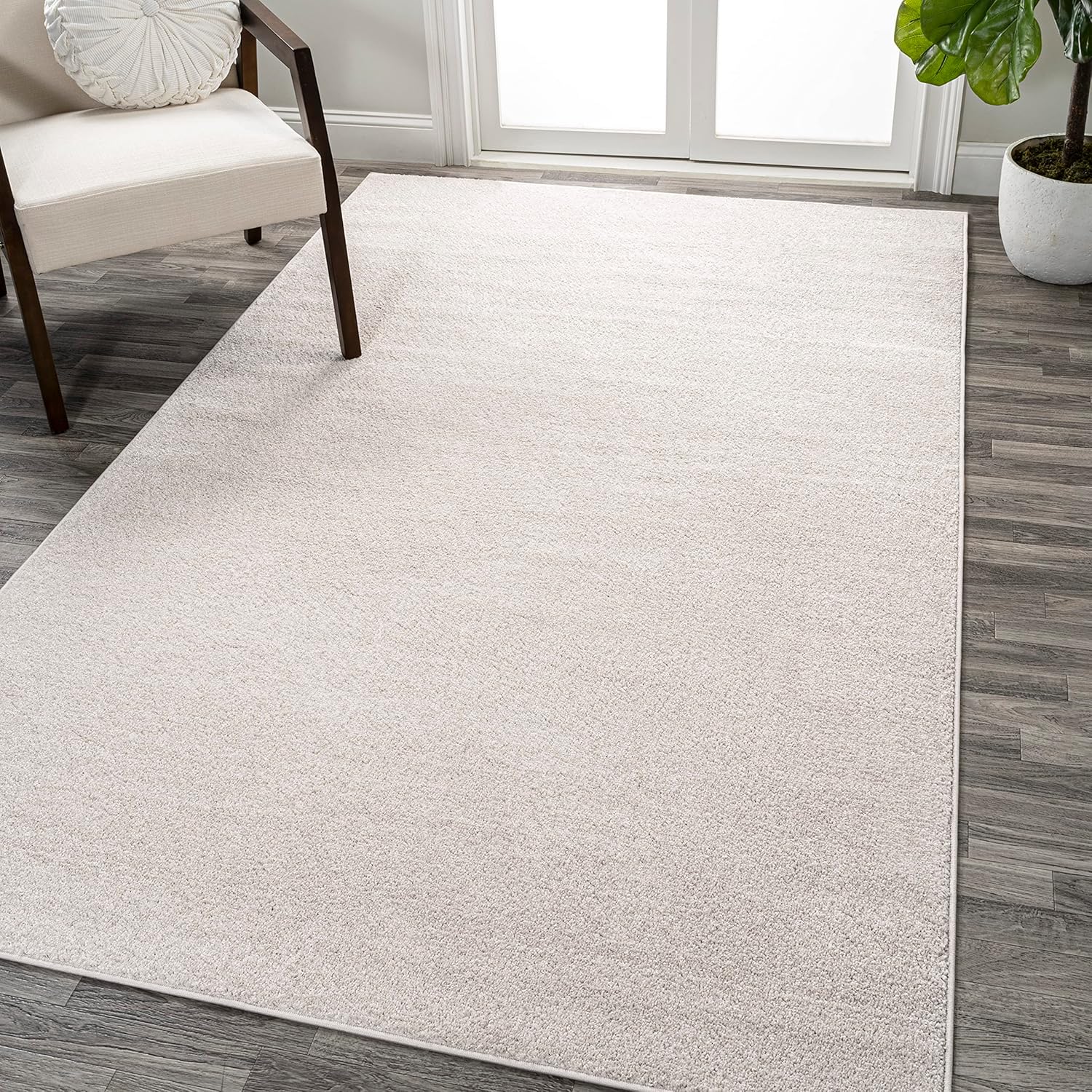Rugs, Pads & Protectors - JONATHAN Y SEU100D-8 Haze Solid Low-Pile Indoor Area-Rug Casual Contemporary Solid Traditional Easy-Washing Bedroom Kitchen Living Room Non Shedding, 8 ft x 10 ft, Ivory