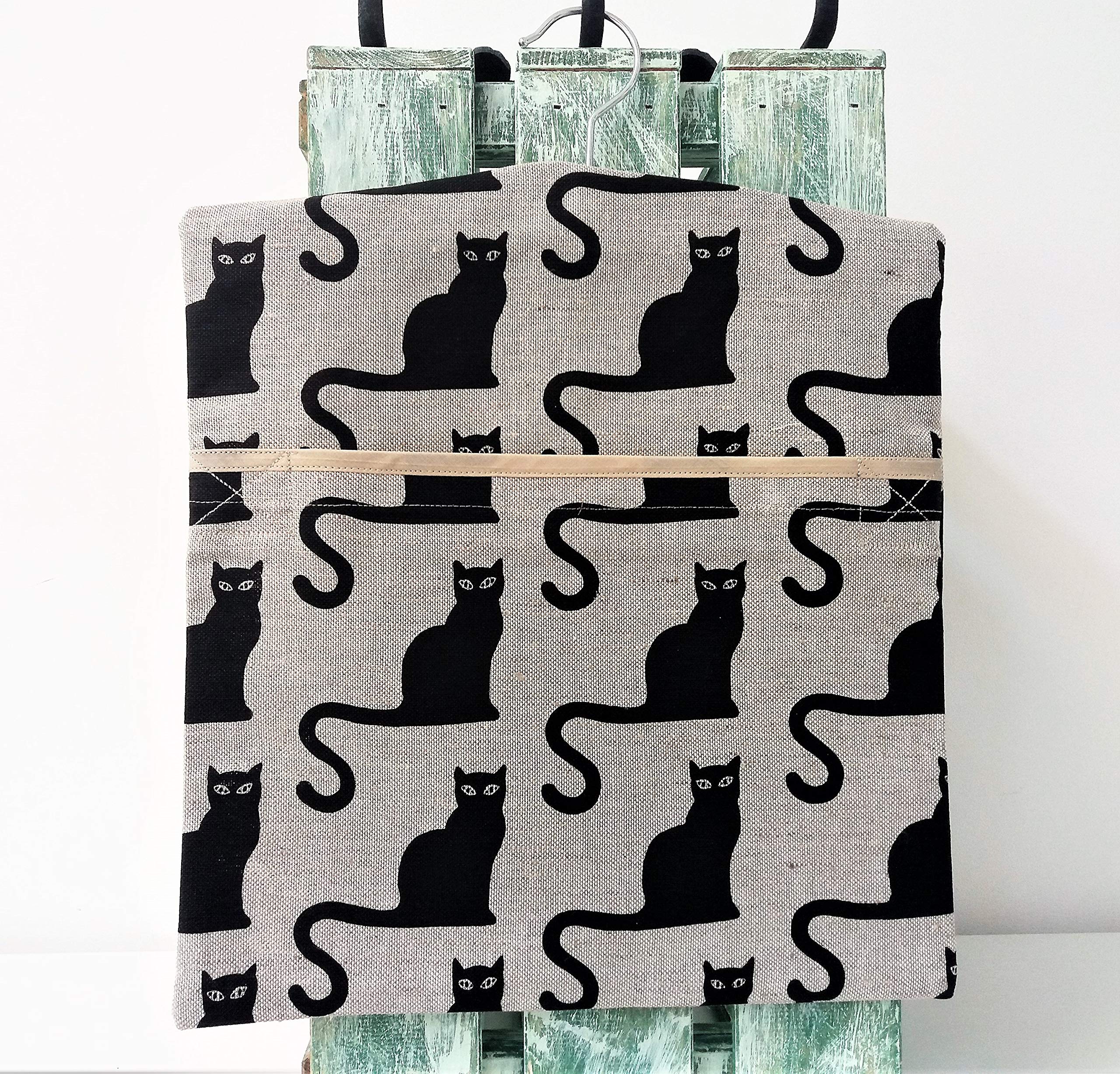 Birsppy Linen Cotton Peg Bag Peg Storage Clothespin Bag Black Cats