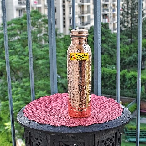 Angelic Copper Hammered Water Bottle, 1 Litre, Brown