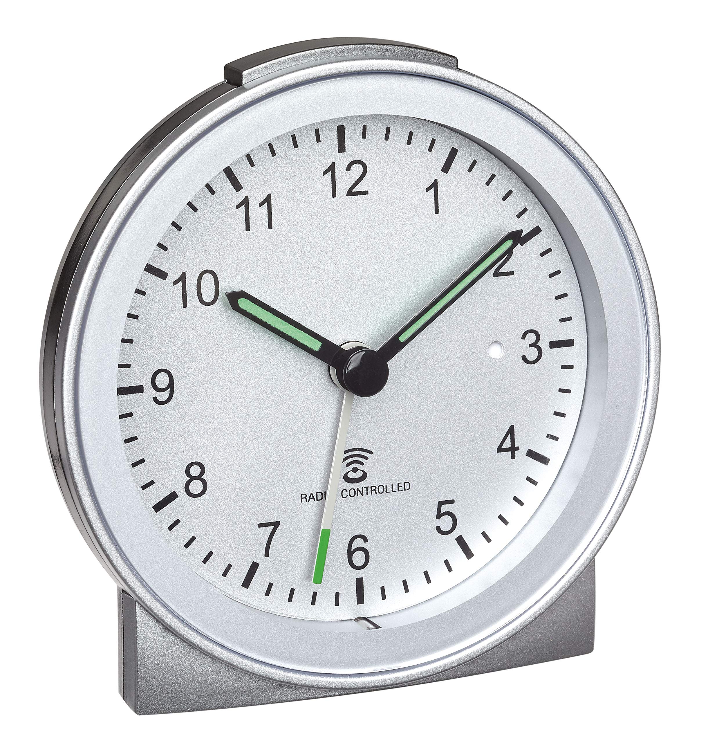 TFA Dostmann Analogue Radio Alarm Clock, Plastic, Silver, (L) 81 x (W) 31 x (H) 84 mm