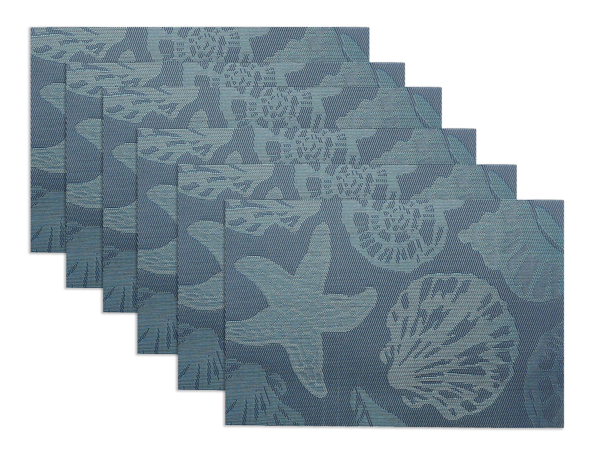 Doupoo Sea Place Mats Beach Theme, Heat Resistant Coastal Placemats for Dining Table Mats Set of 6 - Nautical Counterart Reversible Outdoor Placemats Starfish Seashell Conch