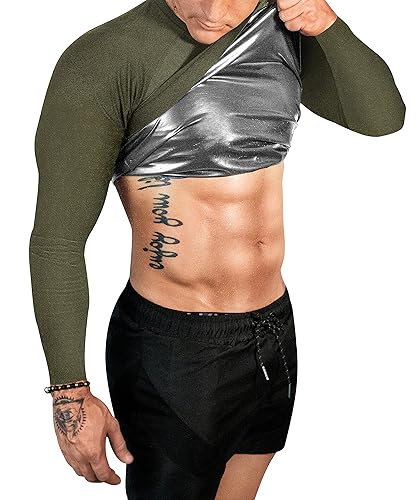 FUXERT Sauna Shirt for Men Long Sleeve Sauna Suit Heat Trapping