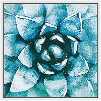 SIGNWIN Framed Canvas Wall Art Green Violet Queen Succulent Botanical Plants Watercolor Modern Art Chic Closeup Relax/Calm for Living Room, Bedroom, Office - 16x16 inches