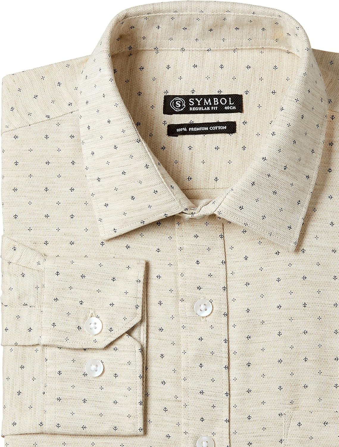 symbol amazon brand men's printed regular fit cotton formal shirt