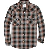 Dubinik® 6 oz Flannel Shirt for Men Western Cowboy Pearl Snap Long Sleeve Work Casual Buttons Vintage Plaid Shirts