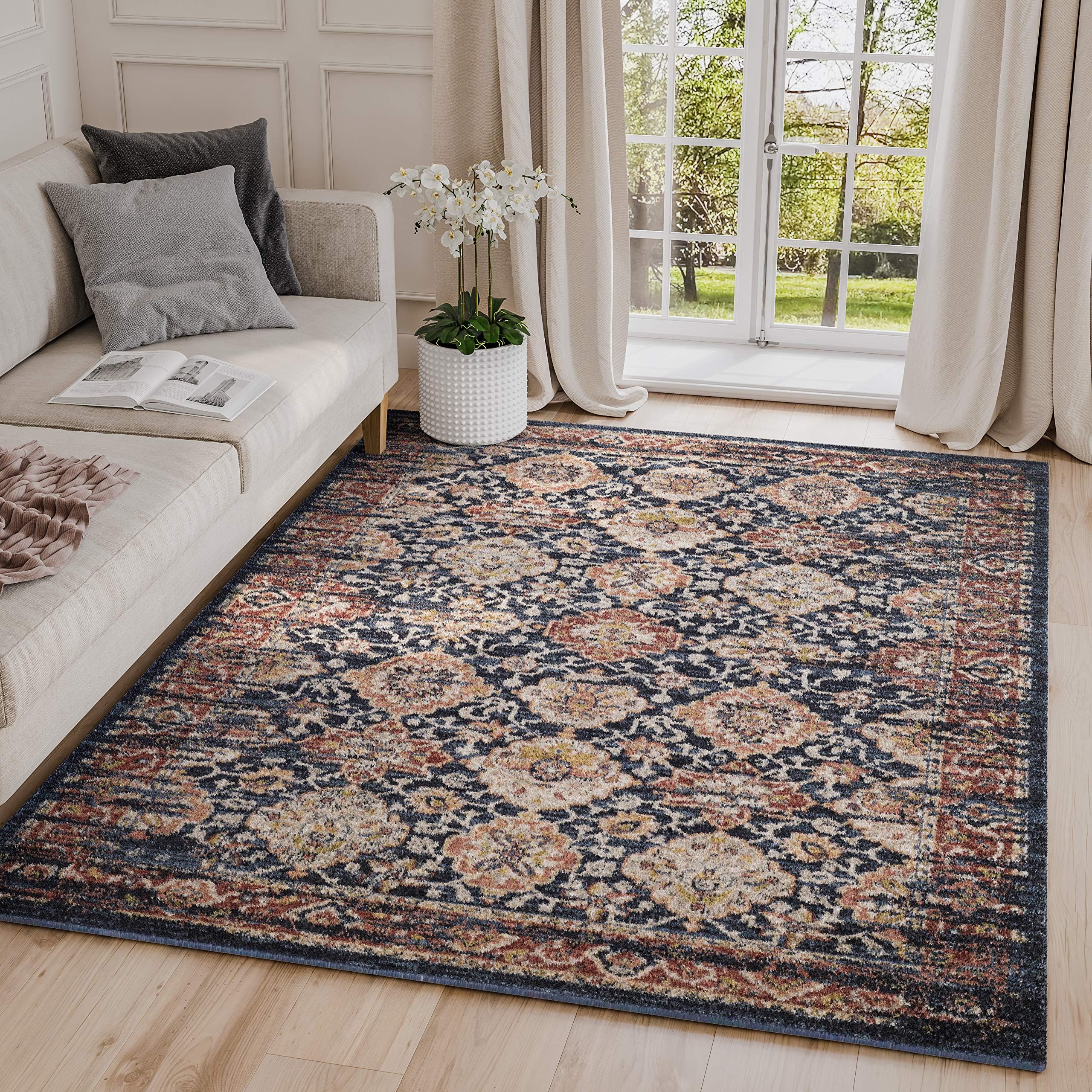 Abani Multi Color Traditional 7'9" x 10'2" Area Rug, Babylon Collection - Classic Turkish Distressed Vintage Style Accent Rugs
