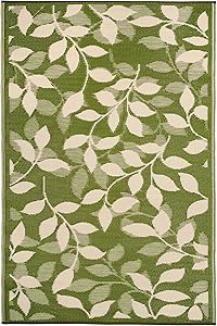 Fab Habitat Reversible Rugs | Indoor or Outdoor Use | Stain Resistant, Easy to Clean Weather Resistant Floor Mats | Bali - Forest Green & Cream (3' x 5')