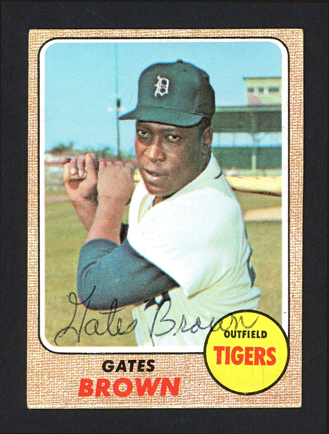 Gates Brown Autographed 1968 Topps Card 583 Detroit Tigers WS Champs