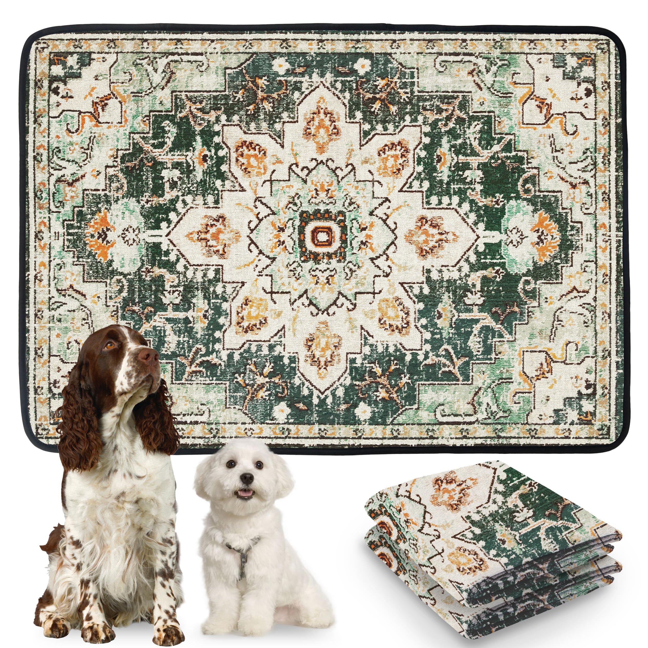 Photo 1 of PatiencET Washable Pee Pads for Dogs Cat Litter Mat 72'' x 72" Super Absorbent Leakproof Reusable Puppy Pads 1 Pcs Puppy Training Pad with Non-Slip Bottom for Potty Whelping Playpen Crate Green