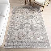 Nuloom Nera Grey/Ivory, 4' x 6', Vintage Medallion, Soft and Cozy, High Traffic, Stain Resistant, Easy Clean, Durable Area Ru