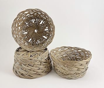 Calcastle Round Gift Baskets Woven Bread Roll Baskets Food Serving Baskets Natural Coco Midrib Material 6 3 Pcs Amazon In Home Kitchen