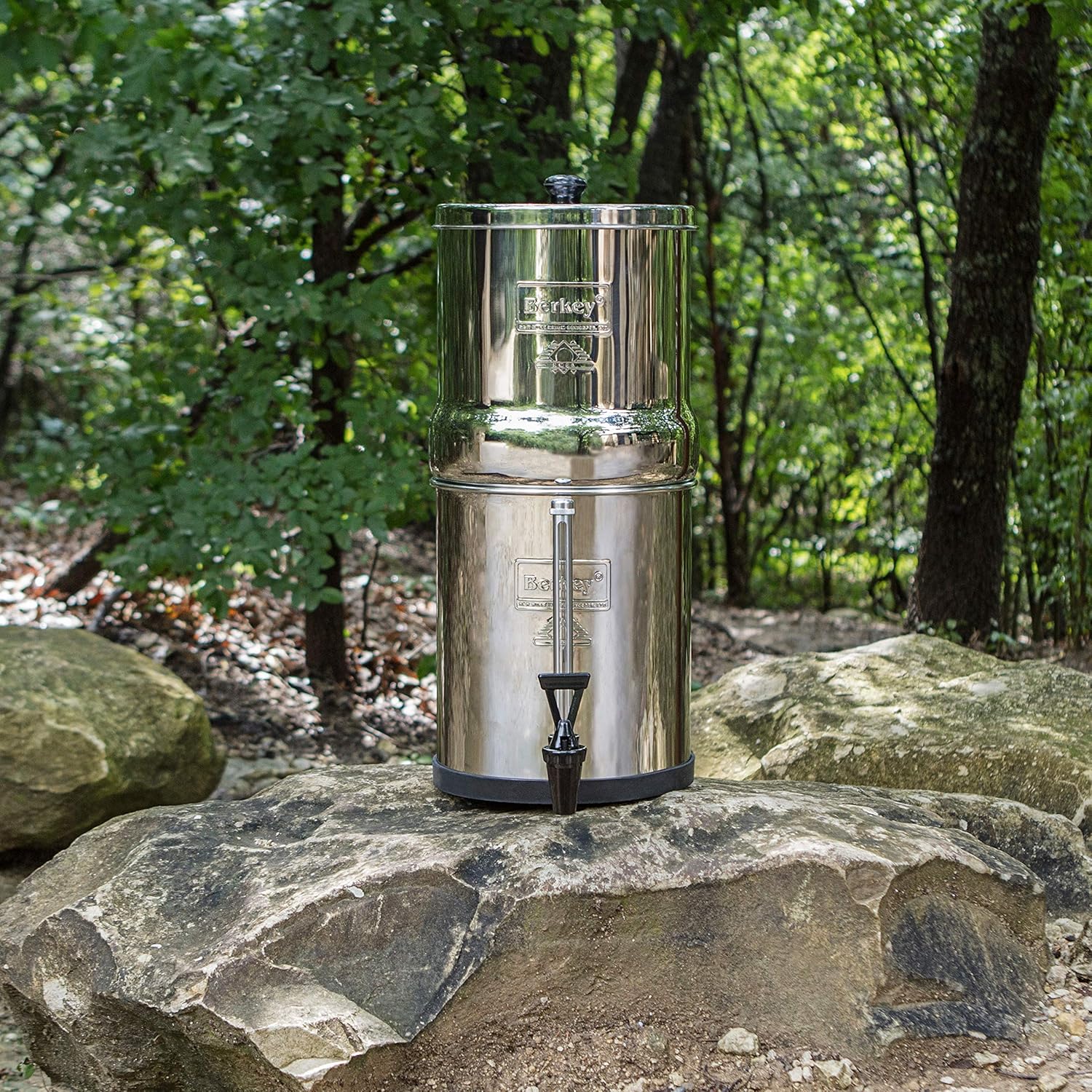 Big Berkey Gravity-Fed Water Filter with 2 Black Berkey Purification Elements - Kitchen Countertop Water Filters - 