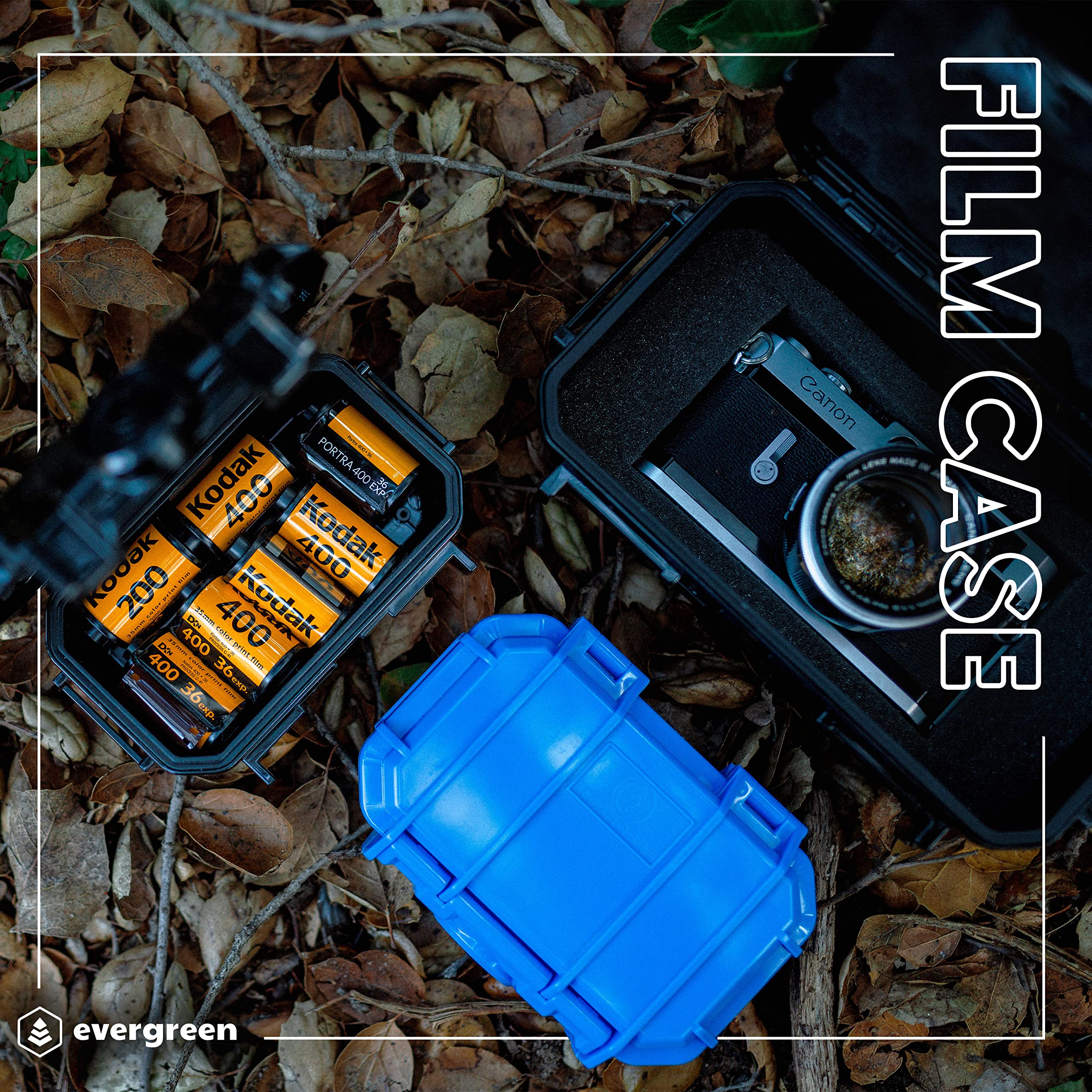 Evergreen Film Storage Case | Holds 7 Rolls of 35mm or 5 Rolls of 120mm Film | Preserve and Protect Your Film | Waterproof & Freezer Safe (Film Not Included) (Black)