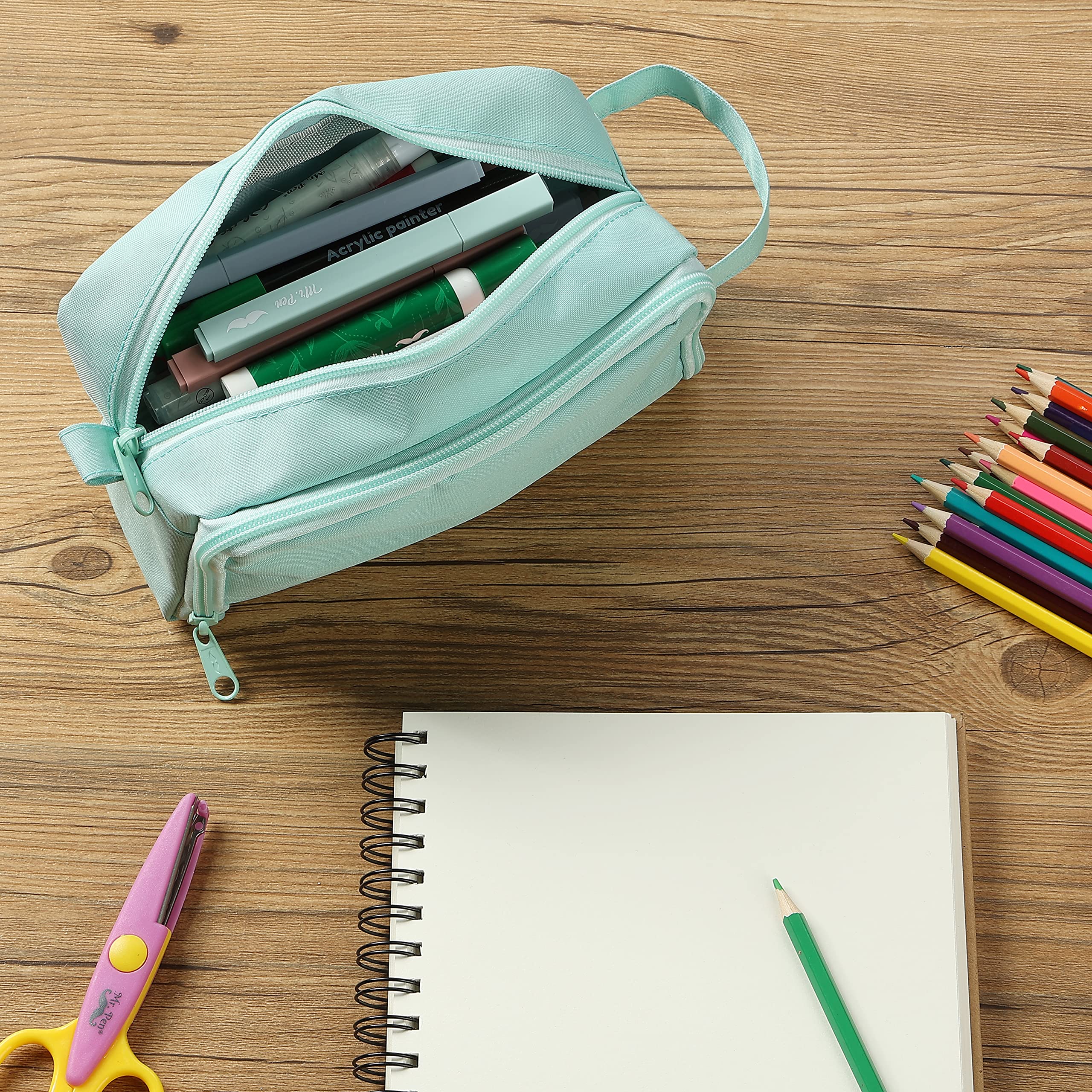 Mr. Pen- Large Capacity Pencil Case, Mint Green, Pencil Pouch, Pencil Bag, Pen Case