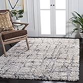 SAFAVIEH Area Rug 8x10 - Fontana Shag Collection - Large - Ivory & Grey, Modern Design, Non-Shedding & Easy Cleaning, Ultra P