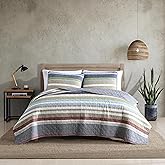Eddie Bauer - Quilt Set, Cotton Reversible Bedding with Matching Shams, Lightweight Home Decor for All Seasons (Salmon Ladder Multi, King)