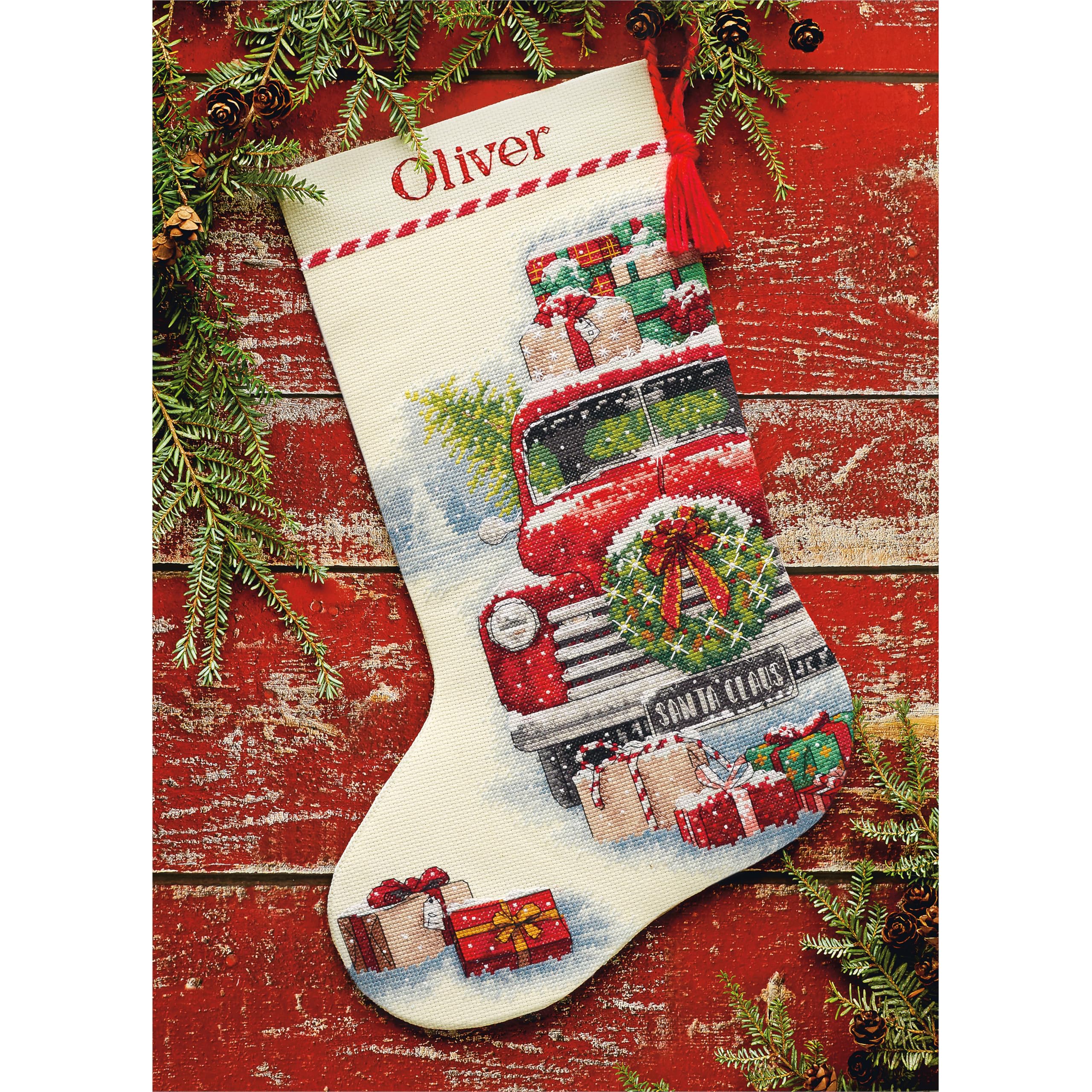 Dimensions Whimsical Counted Cross Stitch Kit Santa's Truck Stocking - 16