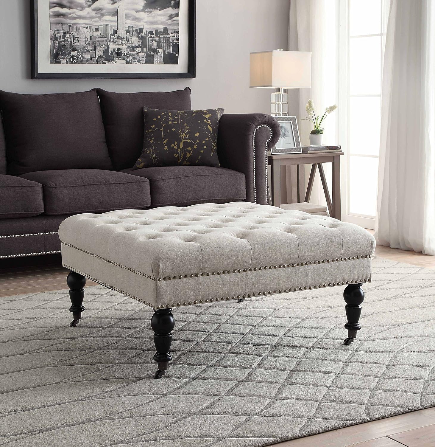 Best rectangular storage ottoman cream