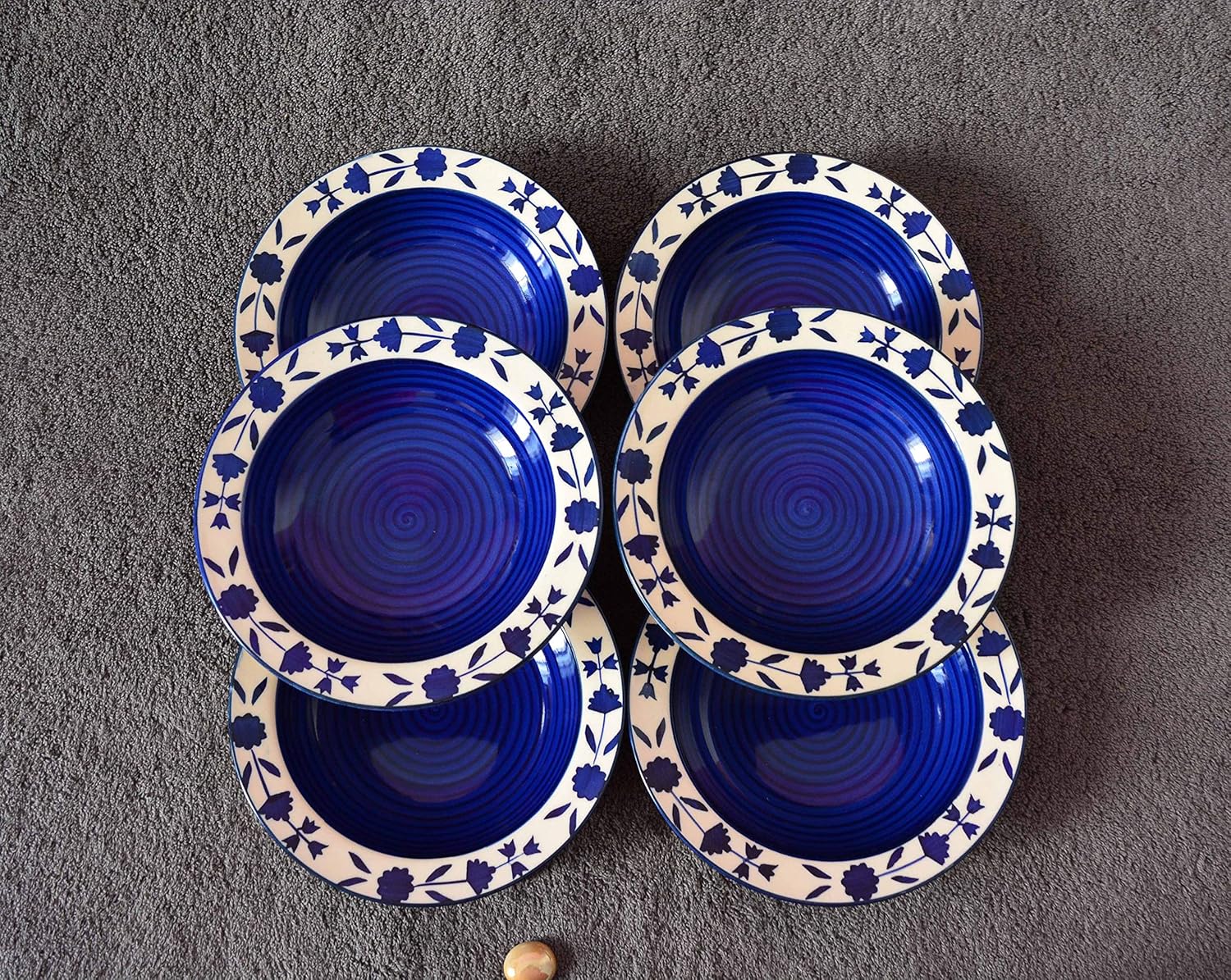 Buy Ceramic Snack Plate Set of 6, Blue Online at Low Prices in India