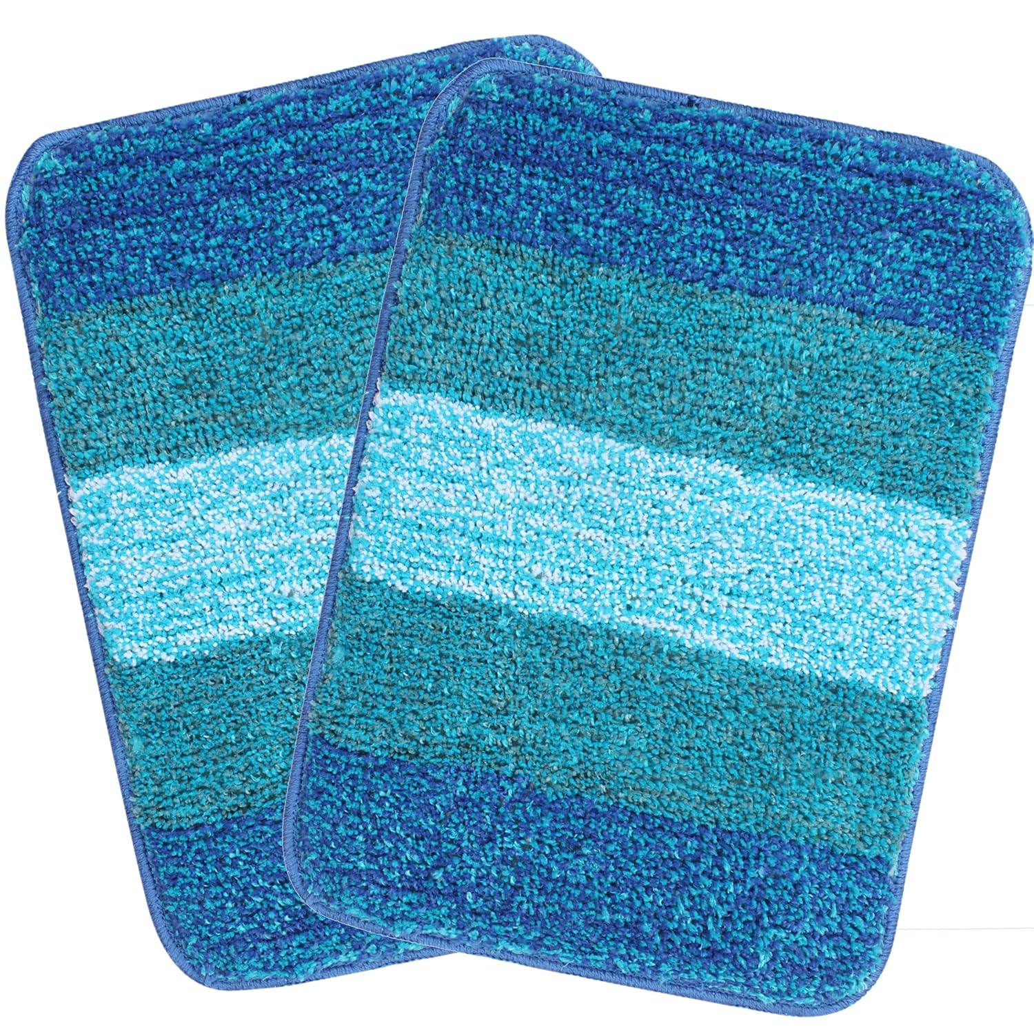 Saral Home Turquoise Soft Microfiber AntiSkid Bath Mat (Pack of 2