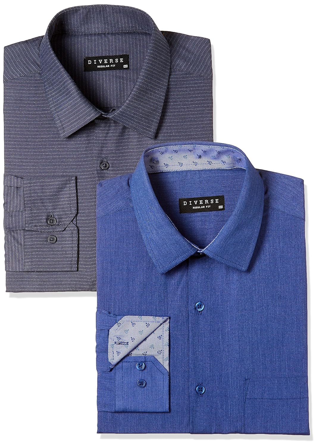 diverse men's printed regular fit formal shirt (pack of 2)