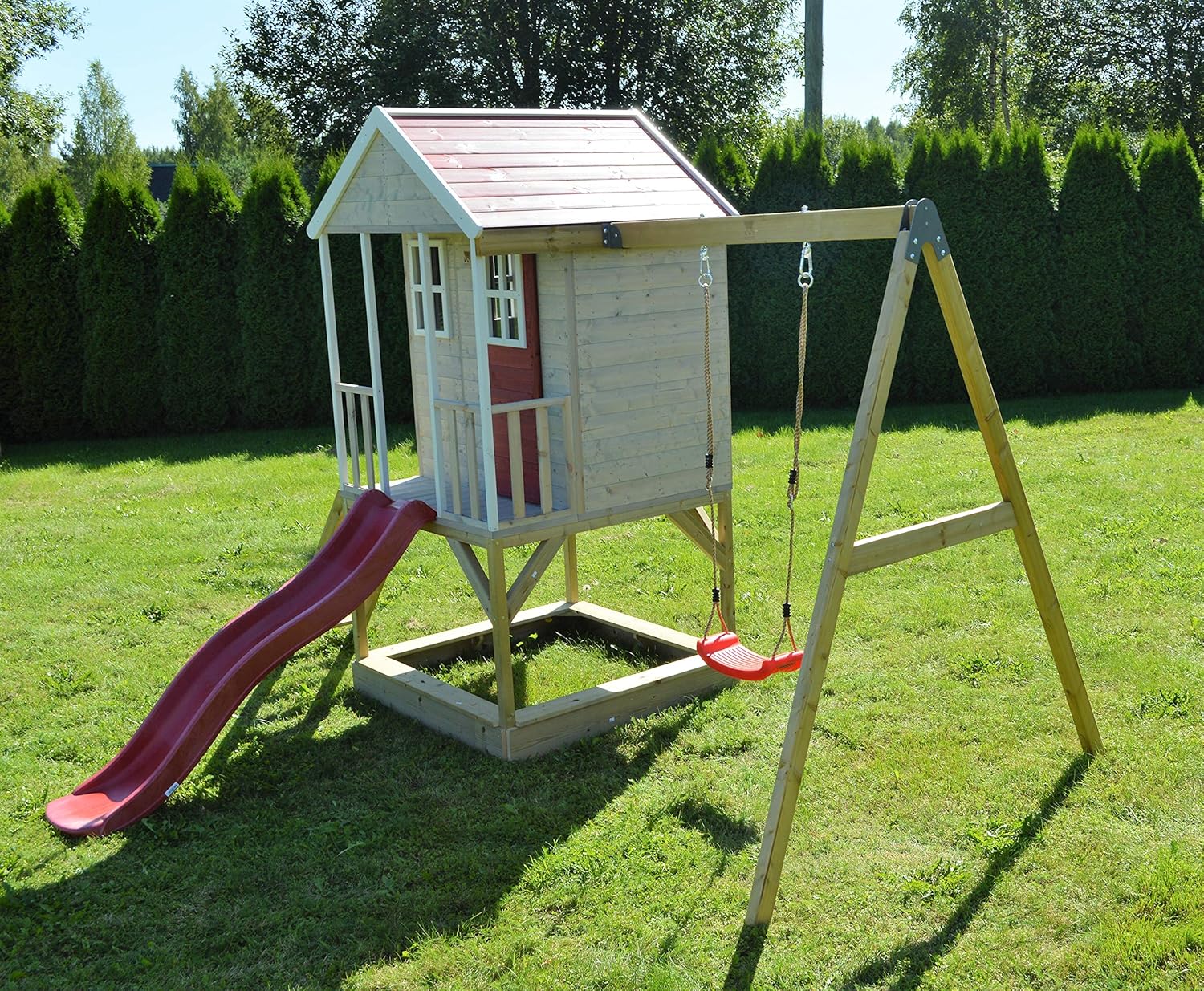 Spielzeug Gartenhauser Kinderspielhaus Mit Rutsche Un Schaukeln Spielhaus Holz Garten Haus Kinder M10 Softland La