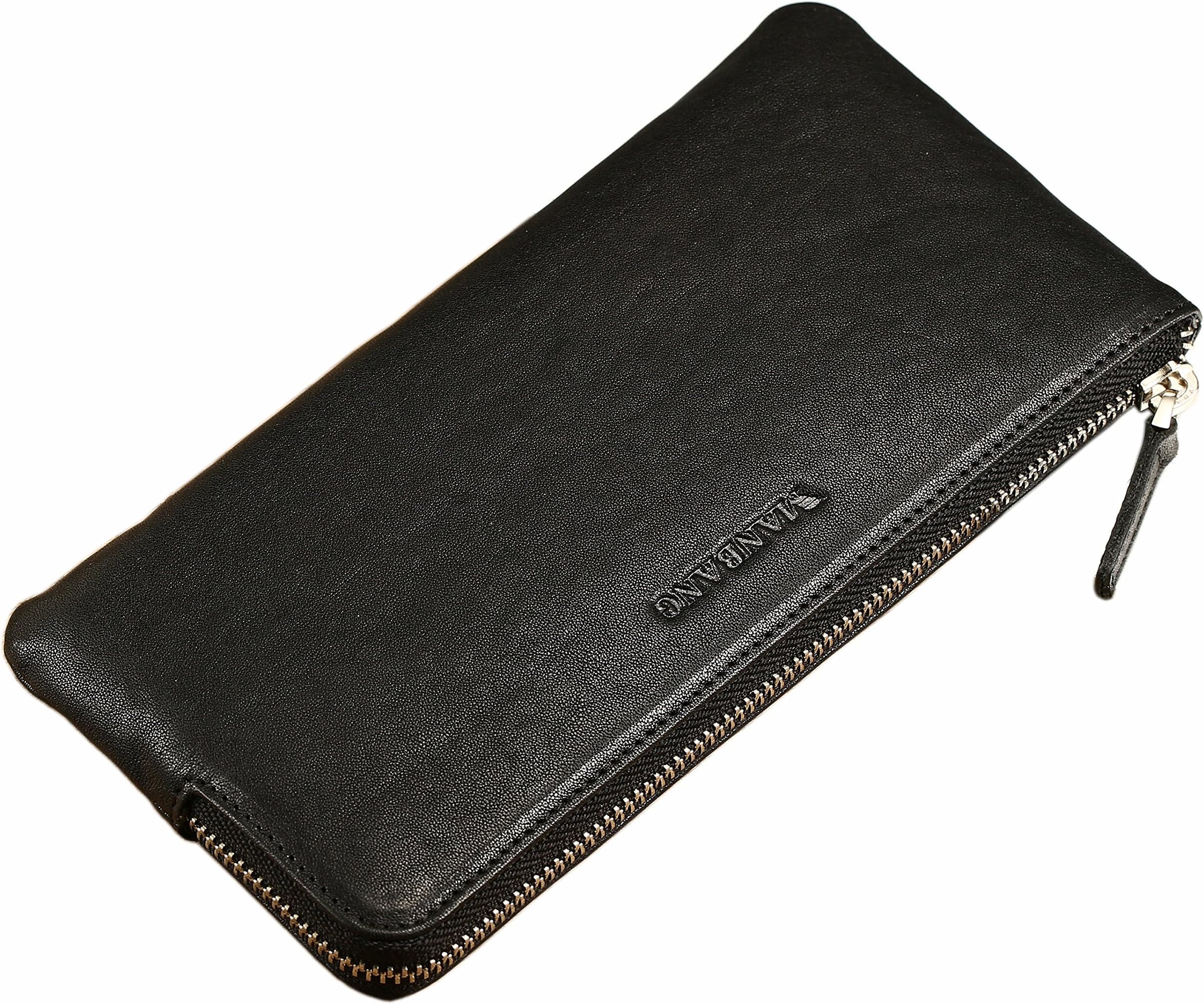 MANBANG Wallets for men Genuine Leather mens Wallet Money Clip Small Wallets for Man Card Holder Black