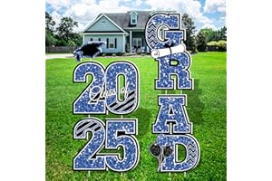 HOVACY 2025 Graduation Decorations, Large Congrats Grad Yard Signs With Stakes, Class of 2025 Glitter Plastic Congratulations Graduate Lawn Signs for College School Party Supplies