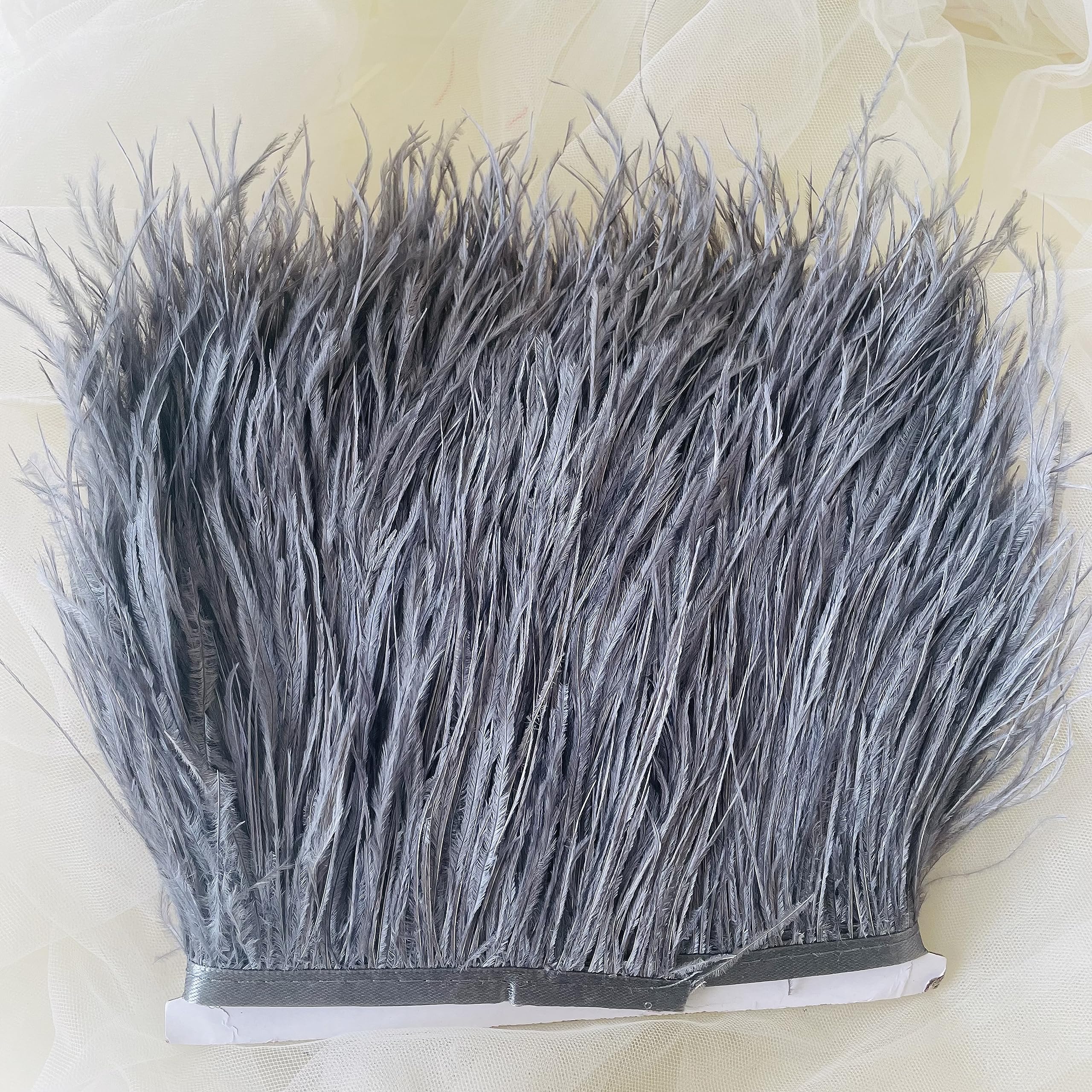 34 Colours Quality Ostrich Feather Trimming Fringe for Millinery Craft Dress Making (Dark Grey)