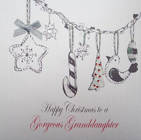 WHITE COTTON CARDS Happy Gorgeous Granddaughter, Handmade Christmas