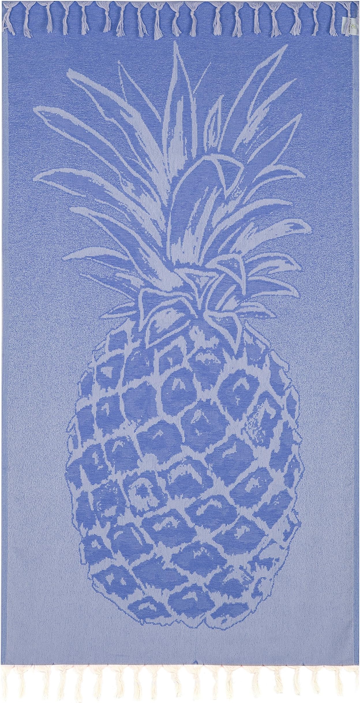 Lushrobe Peshtemal Beach Towel Lightweight 100% Cotton Fouta Pool Bath Gym Blanket - 72" L x 40" W - Pineapple (Royal Blue)