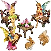 Mood Lab Fairy Garden - Miniature Figurines & Accessories Starter Kit - Fairy Garden Set of 12 pcs - Outdoor or House Decor