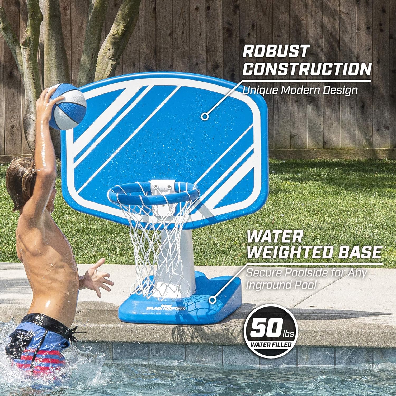 GoSports Splash Hoop Pro Pool Basketball Game, Includes Poolside Water Basketball Hoop, 2 Balls and Pump: Sports & Outdoors